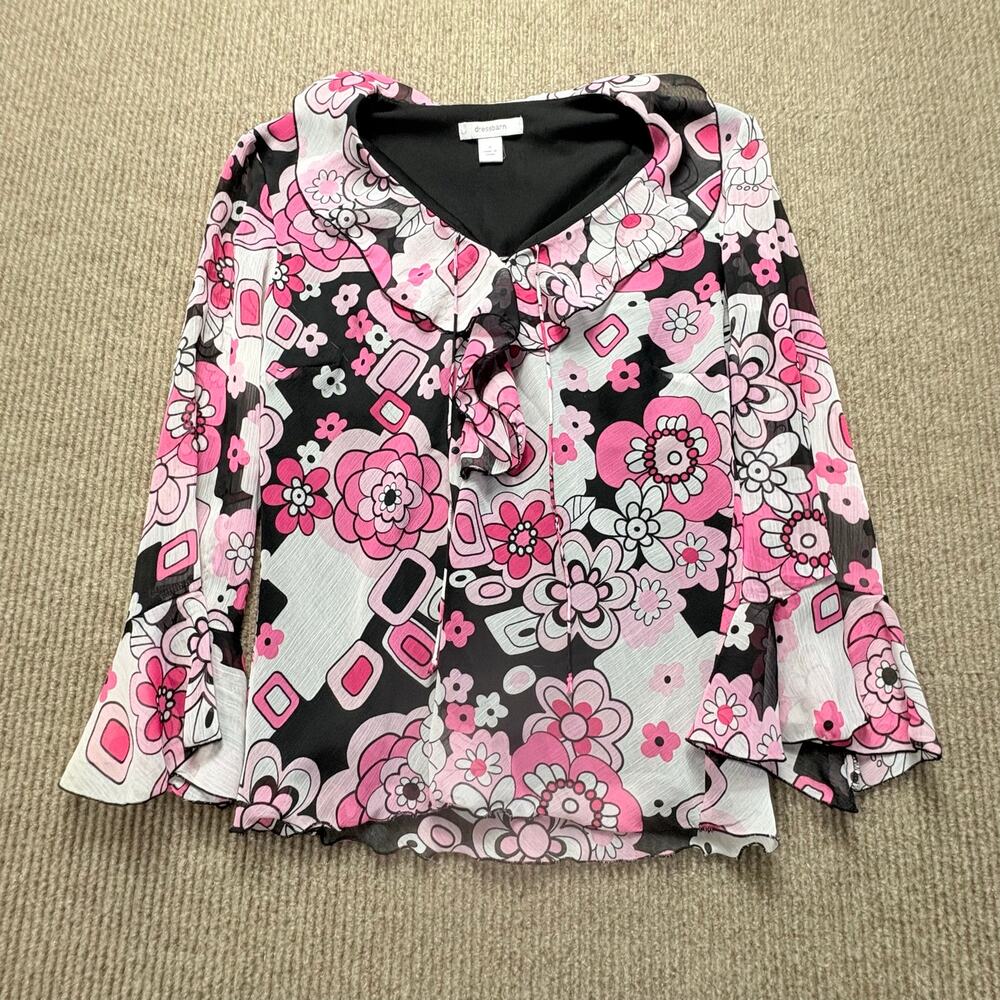 Dressbarn Retro Floral Print 2000’s Women’s Top Three-Quarter Sleeve size small